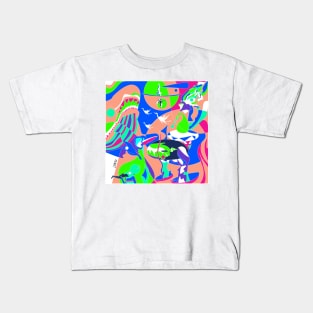 march of demons, fairies and ghost in the infernal bosch garden of delight ecopop art Kids T-Shirt